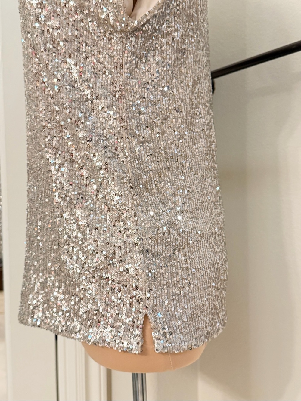 Cable & Gauge Champagne Sequin Short Sleeve Top Medium NWOT Lined - Picture 6 of 9